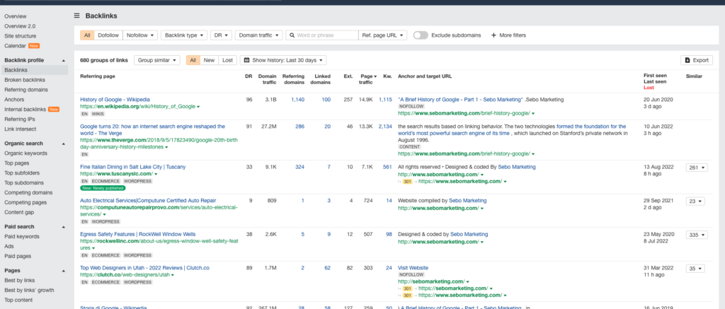 Ahrefs - Backlinks