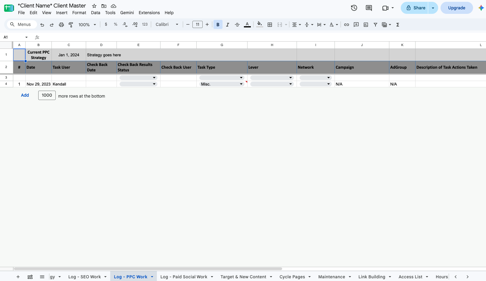 Log - PPC Work